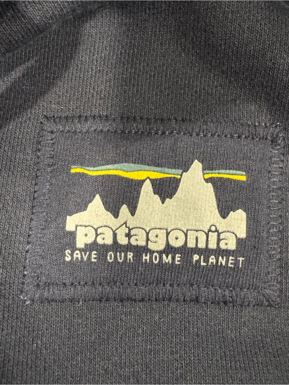 Patagonia Navy Pullover Hoodie with Logo Patch